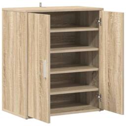 Berkfield Home Shoe Cabinet Sonoma Oak 60x35x70 cm Engineered Wood in Light Tan - Size: 60 x 35 x 70 cm - thumbnail 6
