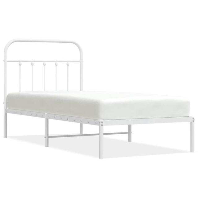 Berkfield Home Metal Bed Frame with Headboard White 90x190 cm Single - image 1