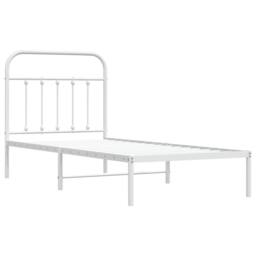 Berkfield Home Metal Bed Frame with Headboard White 90x190 cm Single - thumbnail 3