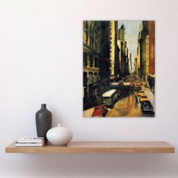 "Artery8 5th Avenue 1950s Painting Vintage Cars New York Wall Art Print in Brown - Size: W24"" x H32""" - thumbnail 4