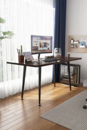 Living and Home Metal Desk Frame Black Desk Base w/ Adjustable Plastic Table Foot Protectors for Home, Kitchen, DIY Dining Table, 110cm W x 50cm D x - thumbnail 3