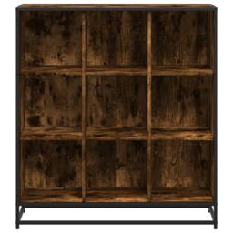 Berkfield Home Modern Bookcase Smoked Oak 97.5x33x107.5 cm Engineered Wood & Metal in Brown - thumbnail 4