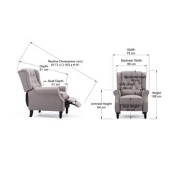 More4Homes Althorpe Wing Back Recliner Button Back Fireside Linen Chair in Grey - thumbnail 7
