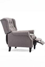 More4Homes Althorpe Wing Back Recliner Button Back Fireside Linen Chair in Grey - thumbnail 5