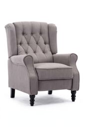 More4Homes Althorpe Wing Back Recliner Button Back Fireside Linen Chair in Grey - thumbnail 3