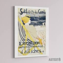 "Artery8 Salon des Cent Exhibition Advert Canvas Wall Art Print Lautrec - Size: W18"" x H24""" - thumbnail 2