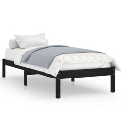 Bed Frame Black Solid Wood 75x190 cm Small Single - thumbnail 3