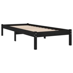 Bed Frame Black Solid Wood 75x190 cm Small Single - thumbnail 4