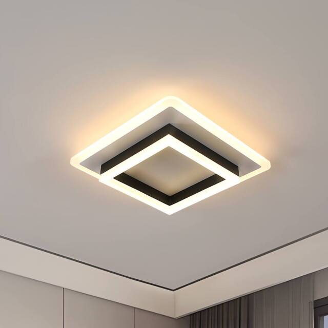 Pheashine White Black 30cm Square Acrylic Ceiling Light 30W 3000K Warm White - image 1