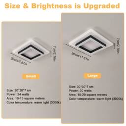 Pheashine White Black 30cm Square Acrylic Ceiling Light 30W 3000K Warm White - thumbnail 4