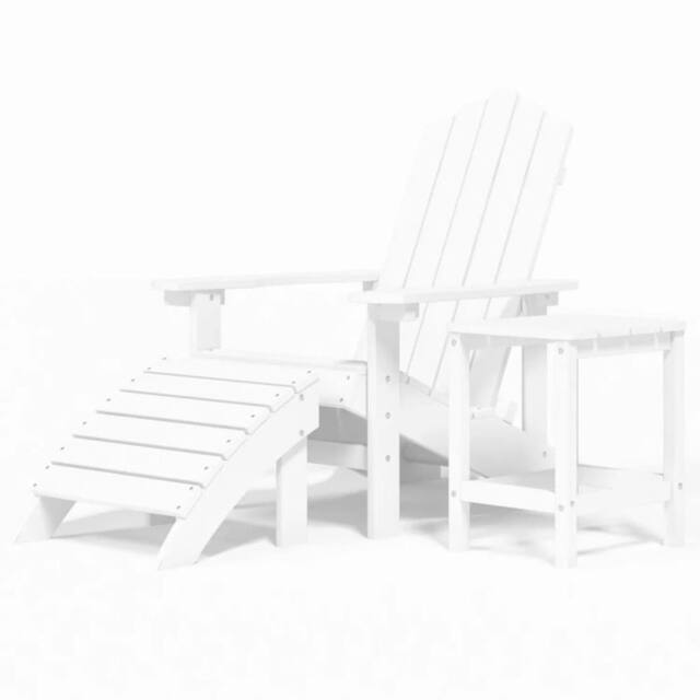 Berkfield Home Garden Adirondack Chair with Footstool & Table HDPE White - image 1