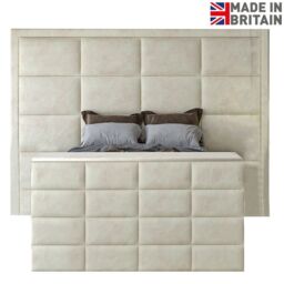 HOB Furniture Block Upholstered Tv Bed Frame, Luxury French Velvet, Cream - Size: King - thumbnail 6