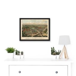 Artery8 Aerial Birds Eye View St Louis Missouri Worlds Fair 1904 USA Artwork Framed Wall Art Print A4 in Black - thumbnail 2