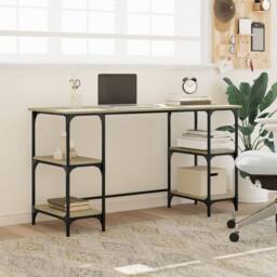 Berkfield Home Desk Sonoma Oak 140x50x75 cm Metal & Engineered Wood in Brown - Size: 140 x 50 x 75 cm - thumbnail 3