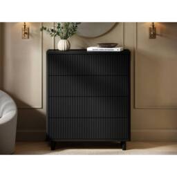 Solace+Co Velmor Ribbed Chest of 5 Drawers in Black - thumbnail 1