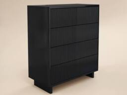 Solace+Co Velmor Ribbed Chest of 5 Drawers in Black - thumbnail 4