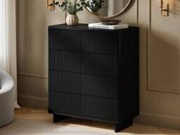 Solace+Co Velmor Ribbed Chest of 5 Drawers in Black - thumbnail 2