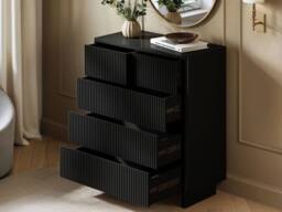 Solace+Co Velmor Ribbed Chest of 5 Drawers in Black - thumbnail 3