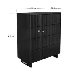 Solace+Co Velmor Ribbed Chest of 5 Drawers in Black - thumbnail 6