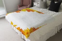 Benjamin Tate Design Yellow Autumn Border Blanket in Natural - Size: 120 cm x 150 cm - thumbnail 3