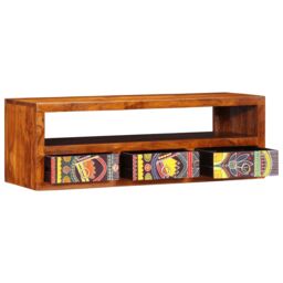 Berkfield Home Wall-mounted TV Cabinet Multicolour 90x30x30 Solid Wood Acacia - thumbnail 4