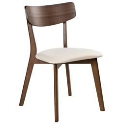 Wyld and Coco Heritage Armless Dining Chairs Set 2 Dark Rubberwood Off-White in White - thumbnail 3