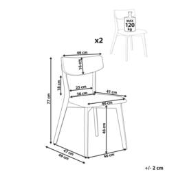 Wyld and Coco Heritage Armless Dining Chairs Set 2 Dark Rubberwood Off-White in White - thumbnail 4