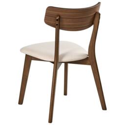 Wyld and Coco Heritage Armless Dining Chairs Set 2 Dark Rubberwood Off-White in White - thumbnail 6