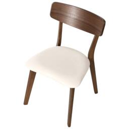 Wyld and Coco Heritage Armless Dining Chairs Set 2 Dark Rubberwood Off-White in White - thumbnail 7