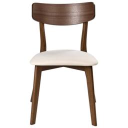 Wyld and Coco Heritage Armless Dining Chairs Set 2 Dark Rubberwood Off-White in White - thumbnail 5