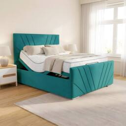 PARADISE BEDS LTD The Miami Electric Adjustable Mobility Bed with Mattress & Headboard in Teal - Size: Single - thumbnail 1