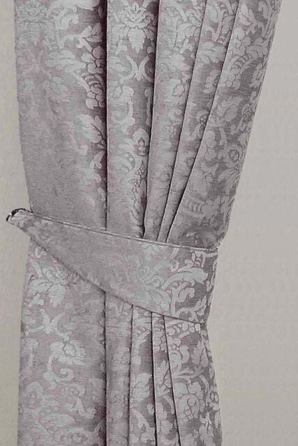 Homescapes Velvet Jacquard Curtain Tie Back Pair in Grey - image 1