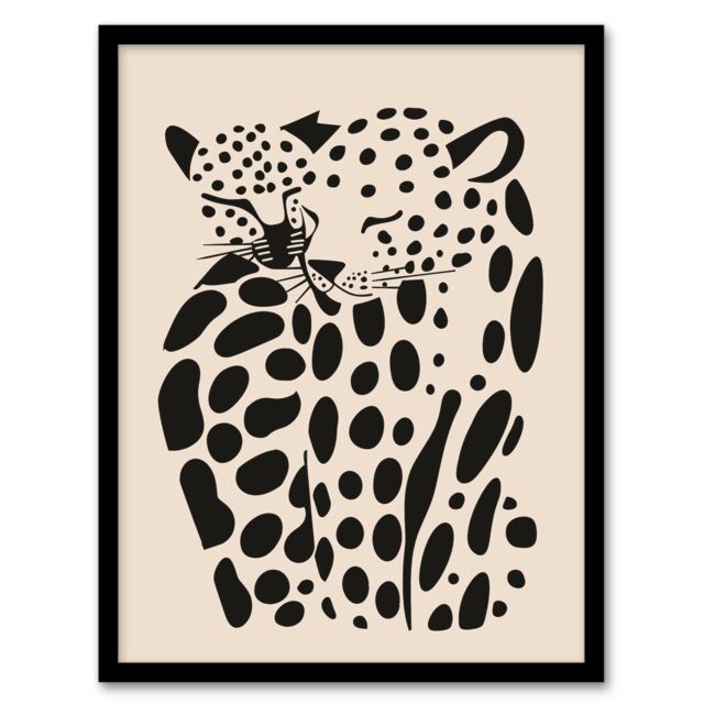 "Artery8 Abstract Cheetah Couple Animal Minimalism Design Framed Art Print in Black - Size: W12"" x H16""" - image 1
