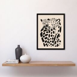 "Artery8 Abstract Cheetah Couple Animal Minimalism Design Framed Art Print in Black - Size: W12"" x H16""" - thumbnail 4