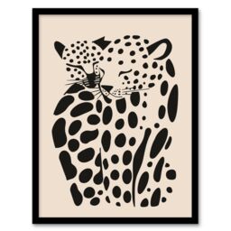 "Artery8 Abstract Cheetah Couple Animal Minimalism Design Framed Art Print in Black - Size: W12"" x H16""" - thumbnail 1
