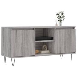 Berkfield Home TV Cabinet Grey Sonoma 104x35x50 cm Engineered Wood - Size: 104 x 35 x 50 cm - thumbnail 3