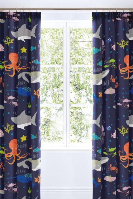 Bedlam 'Sea Life' Lined Pencil Pleat Curtains - Size: 168 cm width x 183 cm drop - image 1