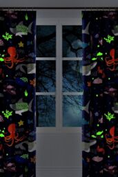 Bedlam 'Sea Life' Lined Pencil Pleat Curtains - Size: 168 cm width x 183 cm drop - thumbnail 3