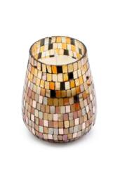 KDMD Tall Amber Mosaic Glass Jar Candle with Golden Glow - thumbnail 5