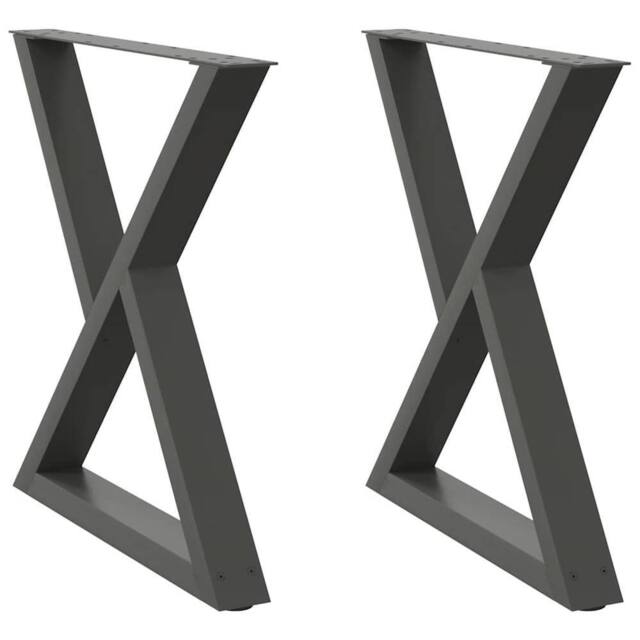 Berkfield Home Dining Table Legs 2 pcs Anthracite 80x(72-73.3) cm Steel in Dark Grey - image 1