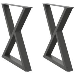 Berkfield Home Dining Table Legs 2 pcs Anthracite 80x(72-73.3) cm Steel in Dark Grey - thumbnail 1