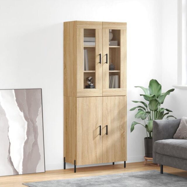 Berkfield Home Highboard Sonoma Oak 69.5x34x180 cm Engineered Wood in Brown - image 1