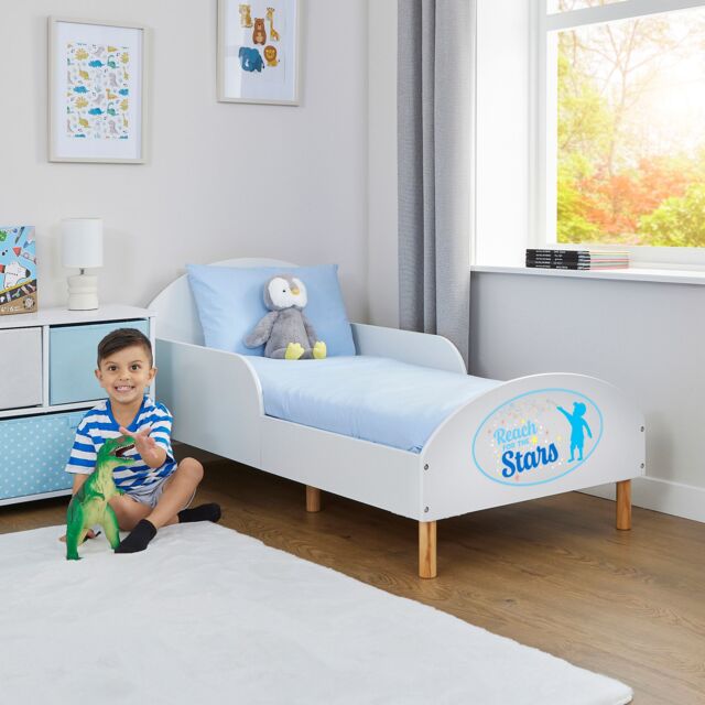Liberty House Toys Kids White Toddler Bed - Reach For The Stars - Size: Cot Bed - image 1