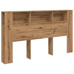 Berkfield Home Headboard Cabinet Artisian Oak 180x18.5x102.5 cm Engineered Wood in Brown - thumbnail 2