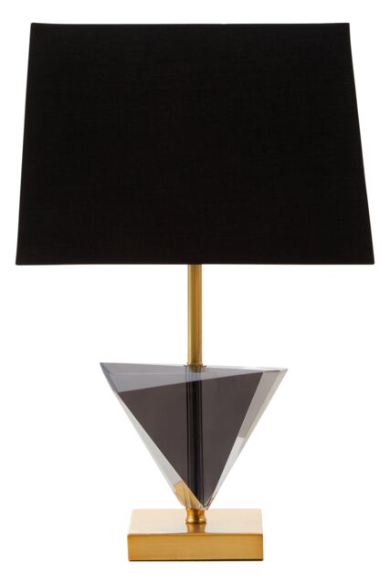 Orsina Smoked Crystal Table Lamp With Gold Metal Finish, Geometric Triangular Design Bedside Lamp, Modern Desk Lamp in Black - image 1
