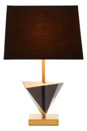 Orsina Smoked Crystal Table Lamp With Gold Metal Finish, Geometric Triangular Design Bedside Lamp, Modern Desk Lamp in Black - thumbnail 2