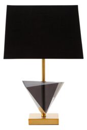 Orsina Smoked Crystal Table Lamp With Gold Metal Finish, Geometric Triangular Design Bedside Lamp, Modern Desk Lamp in Black - thumbnail 1