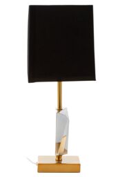 Orsina Smoked Crystal Table Lamp With Gold Metal Finish, Geometric Triangular Design Bedside Lamp, Modern Desk Lamp in Black - thumbnail 4