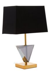 Orsina Smoked Crystal Table Lamp With Gold Metal Finish, Geometric Triangular Design Bedside Lamp, Modern Desk Lamp in Black - thumbnail 3