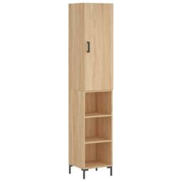 Berkfield Home Highboard Sonoma Oak 34.5x34x180 cm Engineered Wood in Brown - thumbnail 1